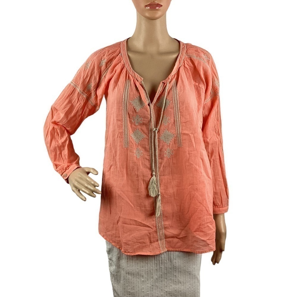 LOFT Petites Top Size XSP Peach Tie Neck